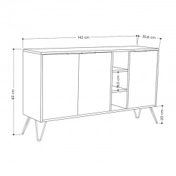 Buffet Clara pakoworld in walnu-white marble color 142x35.5x82cm Buffet Clara pakoworld in walnu-white marble color 142x35.5x82cm