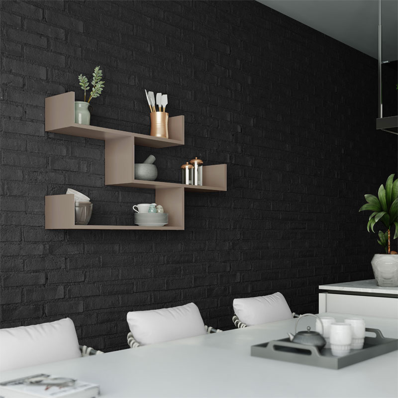 Ραφιέρα τοίχου Tiber pakoworld χρώμα μόκα 120x22x67εκ