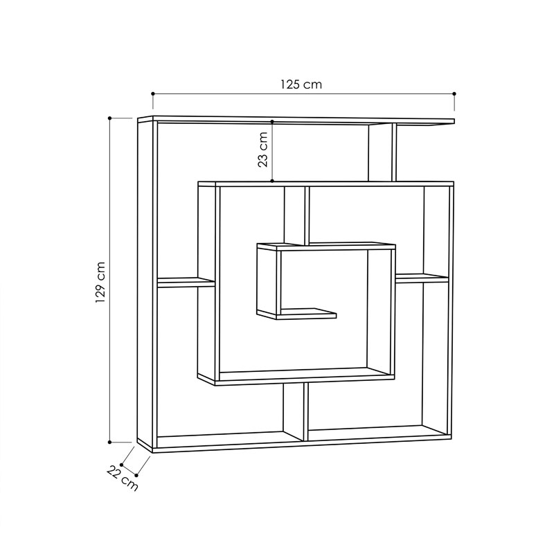 Βιβλιοθήκη Labirent pakoworld χρώμα μόκα 125x22x129εκ