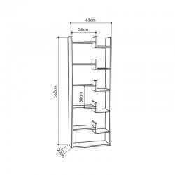 Βιβλιοθήκη Oppa pakoworld χρώμα φυσικό-λευκό 61x22x162εκ