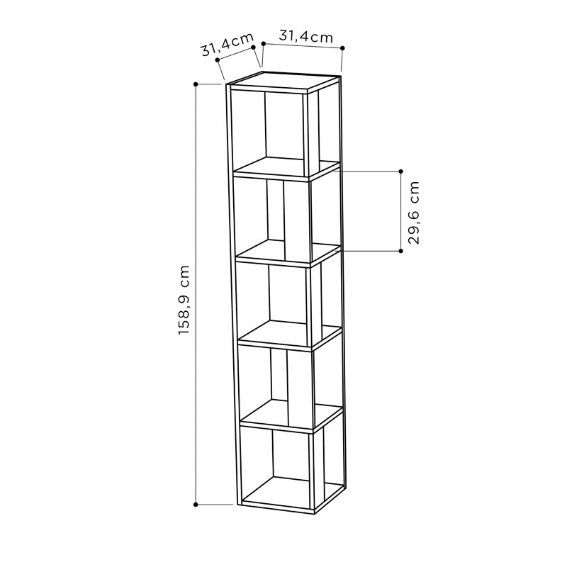 Βιβλιoθήκη στήλη Raphael pakoworld μόκα 31.5x31.5x159εκ