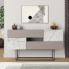 Buffet Roberta pakoworld light mocha with grey-beige marble 145x40x82cm