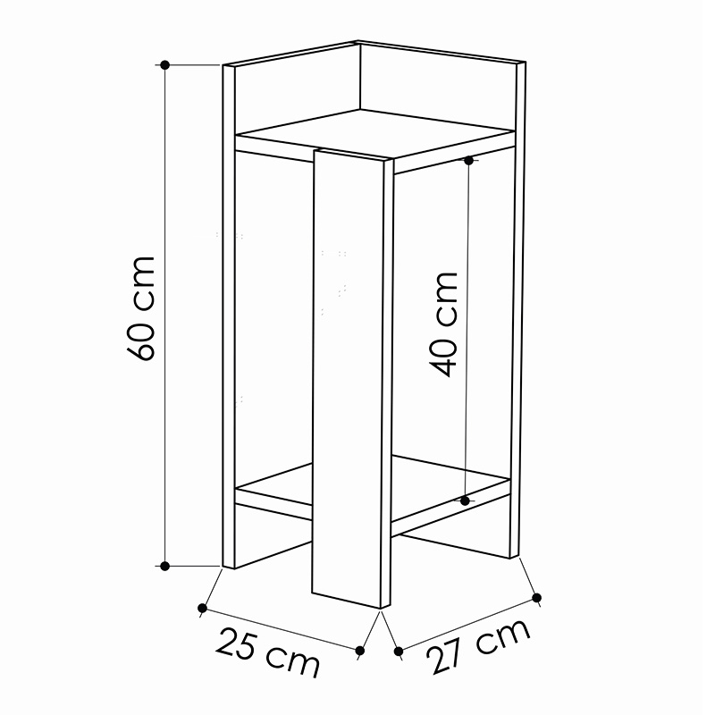 Κομοδίνο Immerse pakoworld σετ 2 τμχ. μόκα 27x25x60εκ