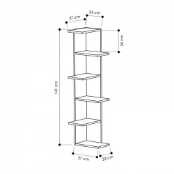 Βιβλιoθήκη γωνιακή Saso pakoworld μελαμίνης oak 37x37x141εκ