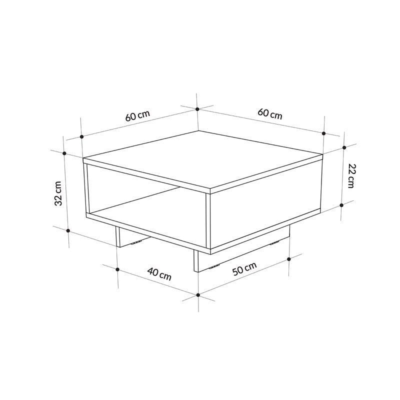 Τραπέζι σαλονιού Hola pakoworld μελαμίνης oak 60x60x32εκ