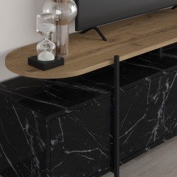 TV cabinet Ondine pakoworld black marble-natural 160x35.5x48cm TV cabinet Ondine pakoworld black marble-natural 160x35.5x48cm