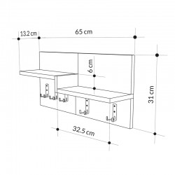 Κρεμάστρα τοίχου Harm pakoworld oak-λευκό μελαμίνης 65x15x31εκ