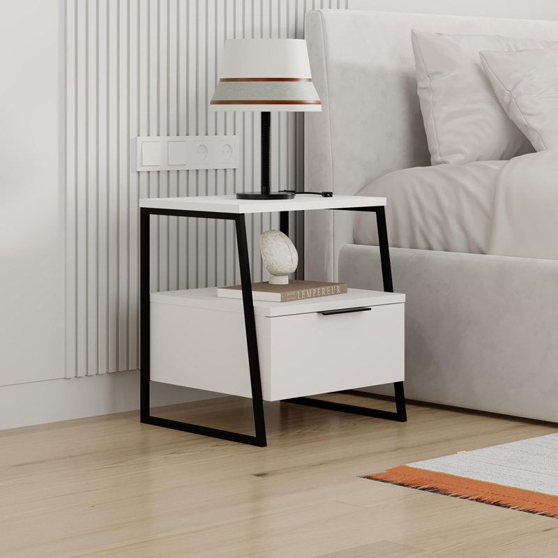 Nightstand Johana pakoworld black-whie 45x40x50cm