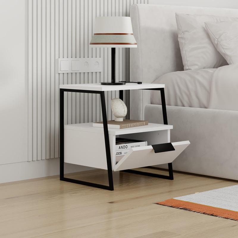Nightstand Johana pakoworld black-whie 45x40x50cm Nightstand Johana pakoworld black-whie 45x40x50cm