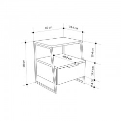 Nightstand Johana pakoworld black-whie 45x40x50cm Nightstand Johana pakoworld black-whie 45x40x50cm