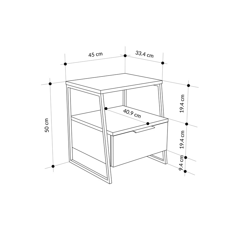 Nightstand Johana pakoworld black-whie 45x40x50cm Nightstand Johana pakoworld black-whie 45x40x50cm