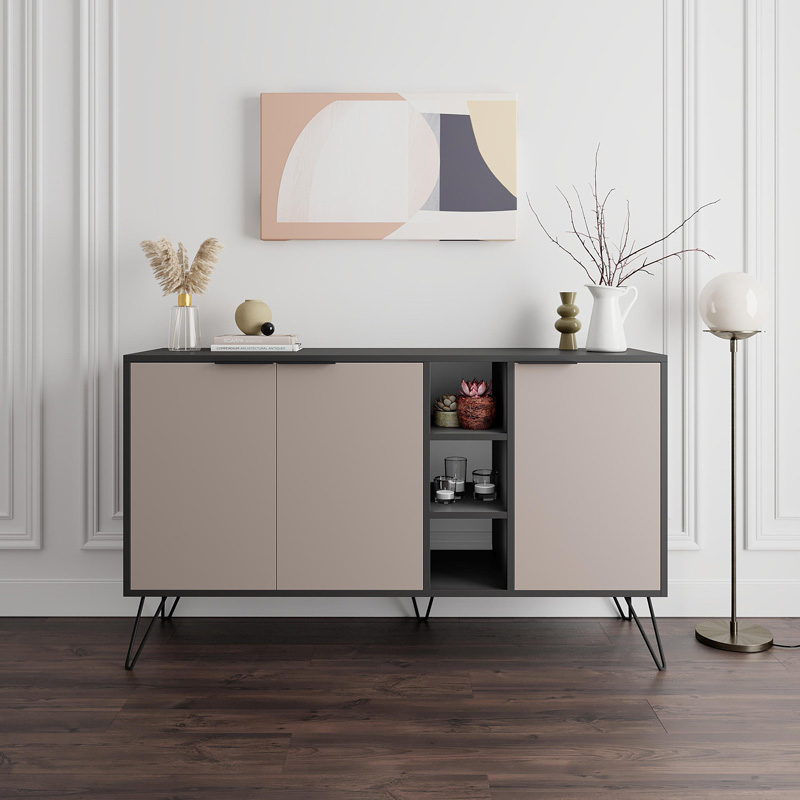 Buffet Clara pakoworld in mocha-anthracite colour 142x35.6x82cm