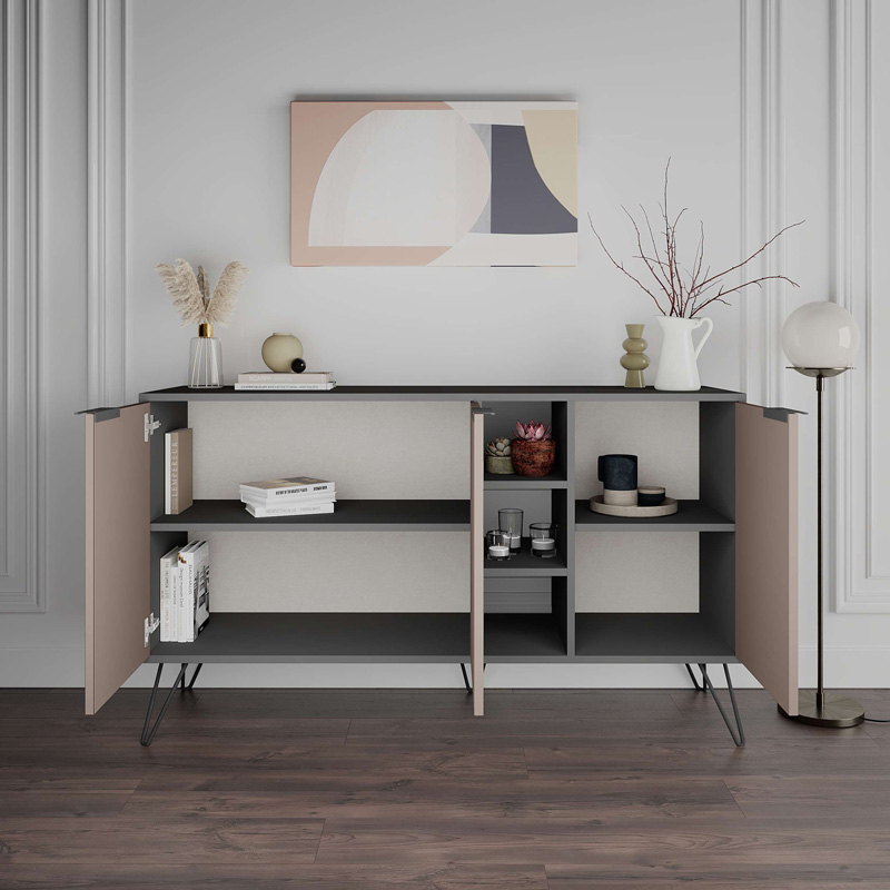 Buffet Clara pakoworld in mocha-anthracite colour 142x35.6x82cm