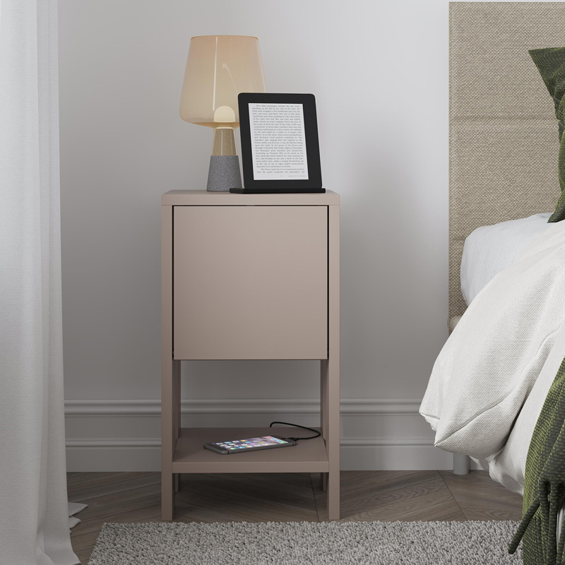 Nightstand Ema pakoworld melamine in light mocha color 30x30x55cm Nightstand Ema pakoworld melamine in light mocha color 30x30x55cm