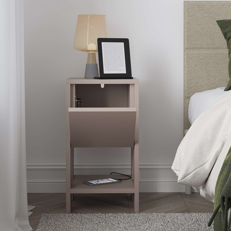 Nightstand Ema pakoworld melamine in light mocha color 30x30x55cm Nightstand Ema pakoworld melamine in light mocha color 30x30x55cm
