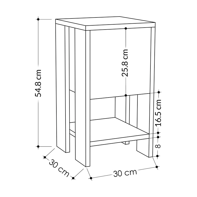 Nightstand Ema pakoworld melamine in light mocha color 30x30x55cm Nightstand Ema pakoworld melamine in light mocha color 30x30x55cm