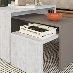 Τραπέζια σαλονιού Kantar pakoworld σετ 3τεμ σε λευκό antique - μόκα απόχρωση 65x30x39εκ