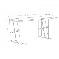 Γραφείο Honey pakoworld σε λευκή-ανθρακί απόχρωση 137x60x75εκ