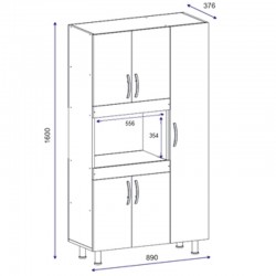 Kitchen cabinets Defne pakoworld in white-walnut color 89x37.5x160cm
