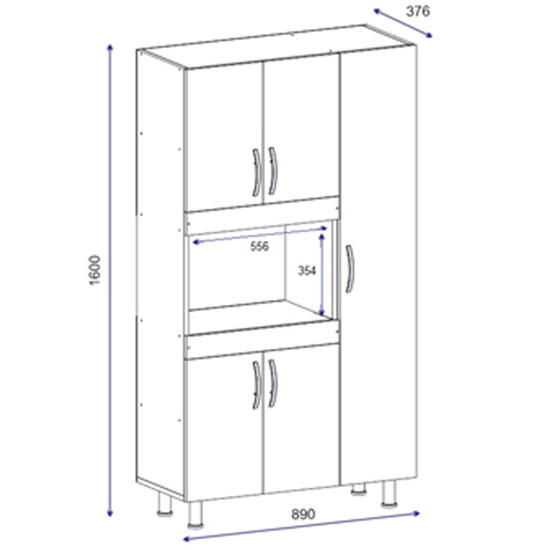 Kitchen cabinets Defne pakoworld in white-walnut color 89x37.5x160cm