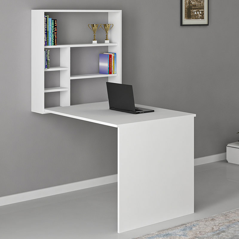 Folding wall mounted work desk Ravin pakoworld white 63x90x154cm