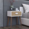 Nightstand Labow pakoworld with a drawer walnut-white-sonoma 45x30x57.5cm