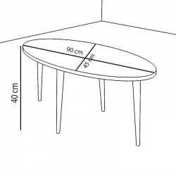 Τραπέζι σαλονιού Barton pakoworld λευκό-καφέ 90x45x40εκ