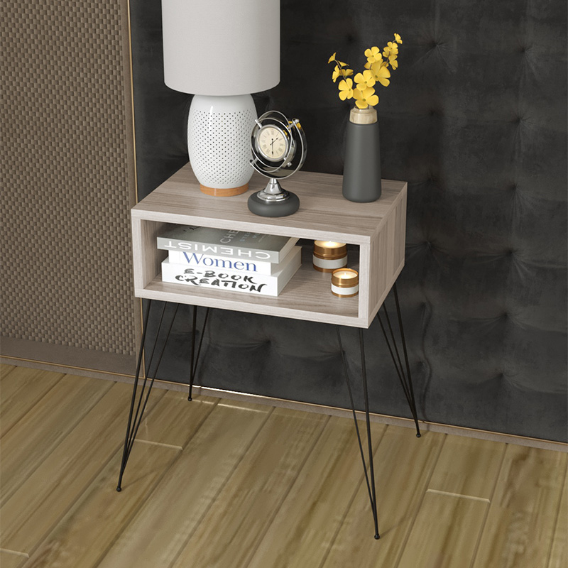 Nightstand Naida pakoworld grey-beige-black 45x30x59cm Nightstand Naida pakoworld grey-beige-black 45x30x59cm
