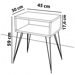 Κομοδίνο Naida pakoworld γκρι-μπεζ-μαύρο 45x30x59εκ