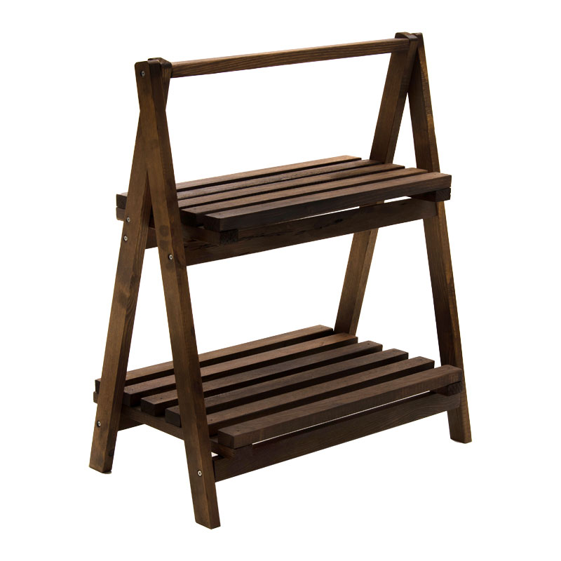 Plant Shelf-stand unit Fenno pakoworld wood in walnut color 58x34x67cm Plant Shelf-stand unit Fenno pakoworld wood in walnut color 58x34x67cm