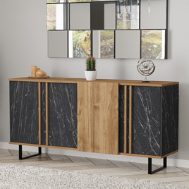 Buffet Amanda pakoworld walnut-black 160x40x78.5cm