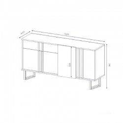 Μπουφές Amanda pakoworld καρυδί-μαύρο 160x40x78.5εκ