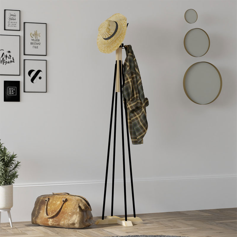 Coat Stand Myra pakoworld in natural black color D40x160cm Coat Stand Myra pakoworld in natural black color D40x160cm