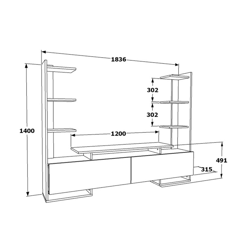 Σύνθετο σαλονιού Clarry pakoworld λευκό-φυσικό 183.6x31.5x140εκ