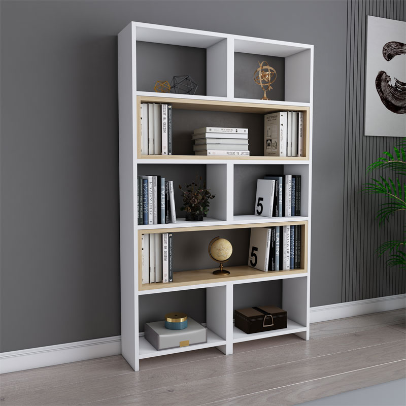 Extendable bookcase Thorin pakoworld white-natural 163.5x22x150cm Extendable bookcase Thorin pakoworld white-natural 163.5x22x150cm