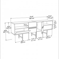 Μπουφές Kevan pakoworld καρυδί-μαύρο πόδι 180x35x65εκ