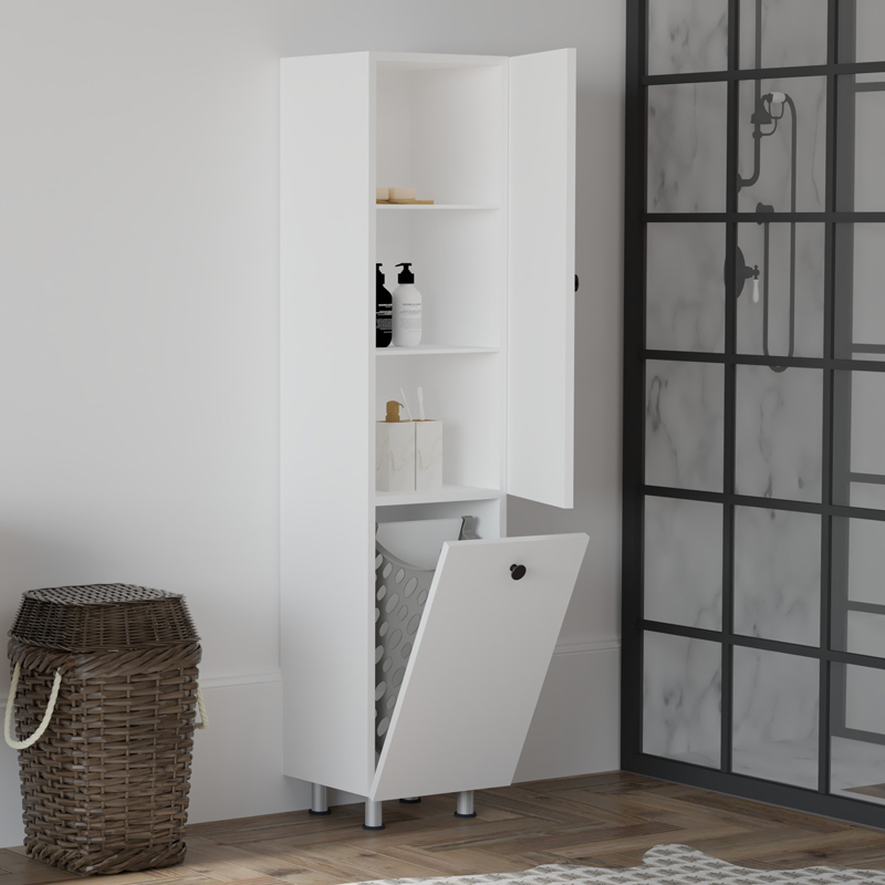 Cabinet Gingo pakoworld melamine white 33x35x159cm Cabinet Gingo pakoworld melamine white 33x35x159cm