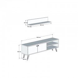 Σύνθετο σαλονιού Aric pakoworld ανθρακί-καρυδί 140x30x45εκ