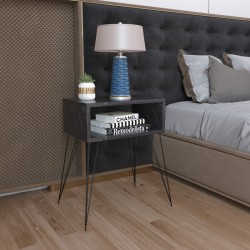 Nighstand Naida pakoworld black marble melamine 45x30x59cm Nighstand Naida pakoworld black marble melamine 45x30x59cm