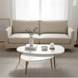 Monty pakoworld white-natural melamine coffee table 116x46x6cm