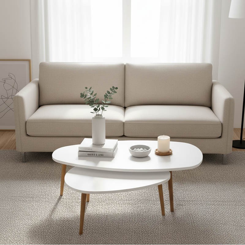 Τραπέζι σαλονιού Monty pakoworld 2 τεμ. σε απόχρωση λευκό-φυσικό 116x46x6εκ Τραπέζι σαλονιού Monty pakoworld 2 τεμ. σε απόχρωση λευκό-φυσικό 116x46x6εκ