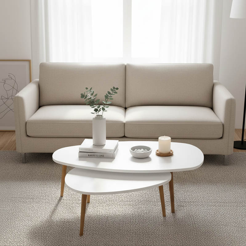 Monty pakoworld white-natural melamine coffee table 116x46x6cm