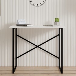 Zayn pakoworld desk black metal and melamine in white shade 90x60x70cm Zayn pakoworld desk black metal and melamine in white shade 90x60x70cm