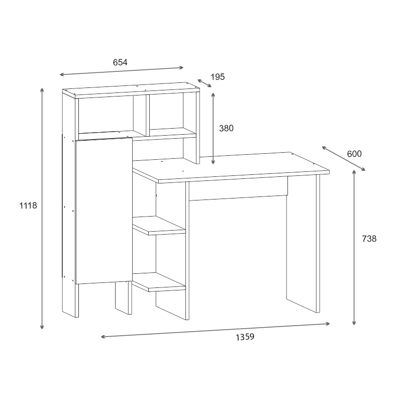 Calisma pakoworld desk with shelf in oak-anthracite shade 135x60x111cm Calisma pakoworld desk with shelf in oak-anthracite shade 135x60x111cm