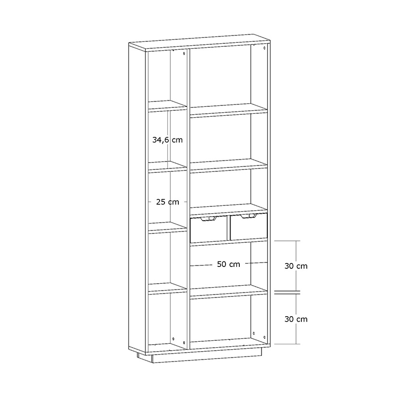 Bookcase with drawers Dakin pakoworld in oak shade 80x25x190cm Bookcase with drawers Dakin pakoworld in oak shade 80x25x190cm