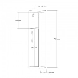 Maretto pakoworld column cabinet in white 16x14x70cm Maretto pakoworld column cabinet in white 16x14x70cm