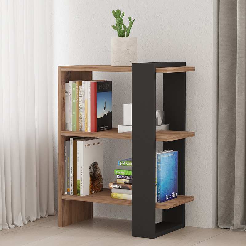 Maverick pakoworld bookcase in sonoma-anthracite shade 51.8x25x70cm Maverick pakoworld bookcase in sonoma-anthracite shade 51.8x25x70cm