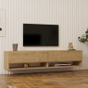 Έπιπλο τηλεόρασης επιτοίχιο Melosa pakoworld σε oak απόχρωση 141x30x31εκ