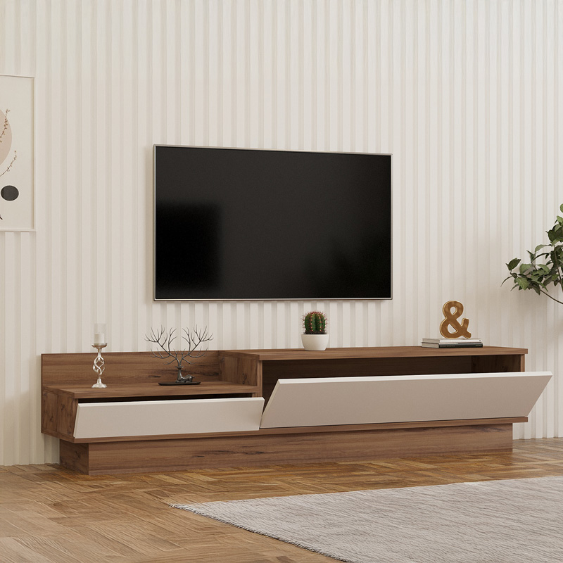 Eclipse pakoworld TV cabinet in white-anthracite shade 160x35x35cm Eclipse pakoworld TV cabinet in white-anthracite shade 160x35x35cm