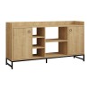 Delta sideboard pakoworld in oak color with black metal legs 160x40x85cm
